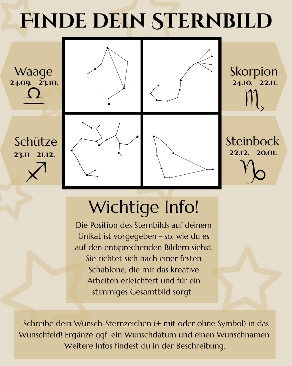 Individuelle Anfertigung - Leuchtendes Sternzeichenbild