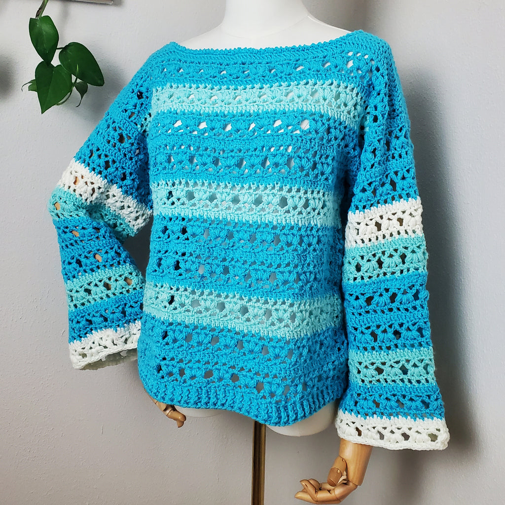 Individuelle Anfertigung - Gehäkelter Pullover 'Ocean Breeze'