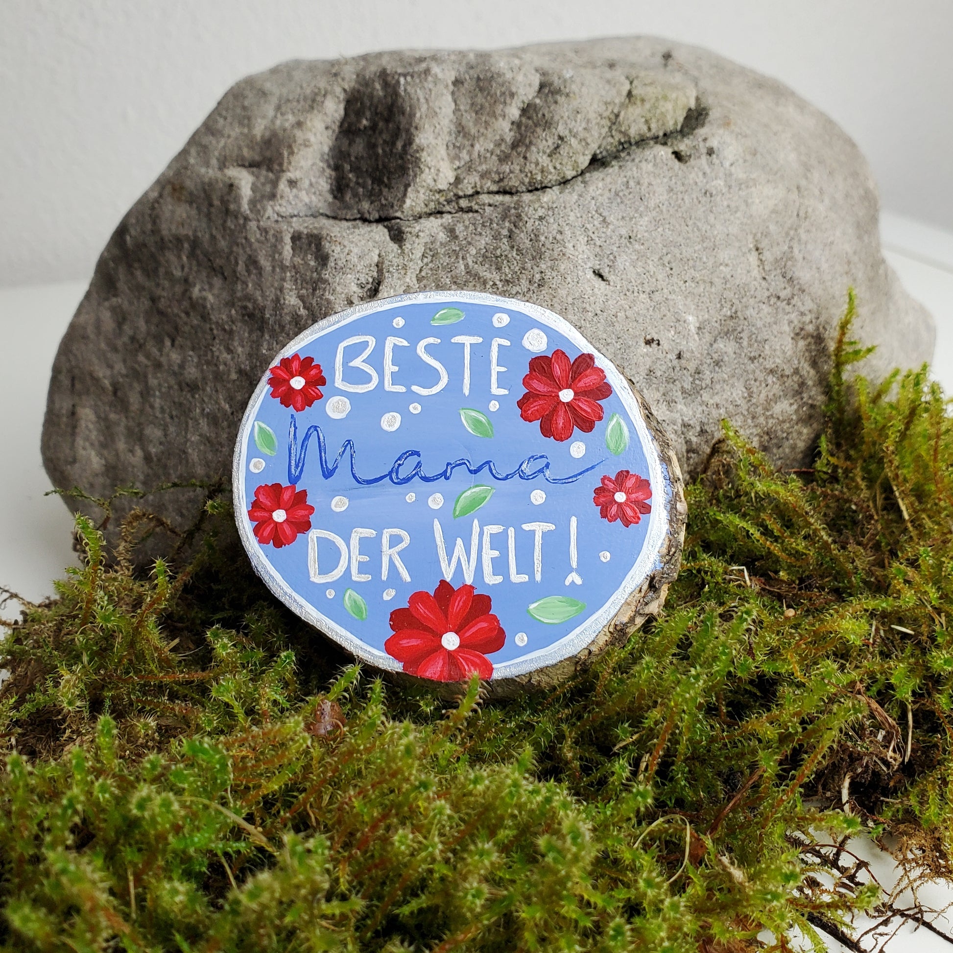 Handbemalte Holzscheibe, Glücksbringer