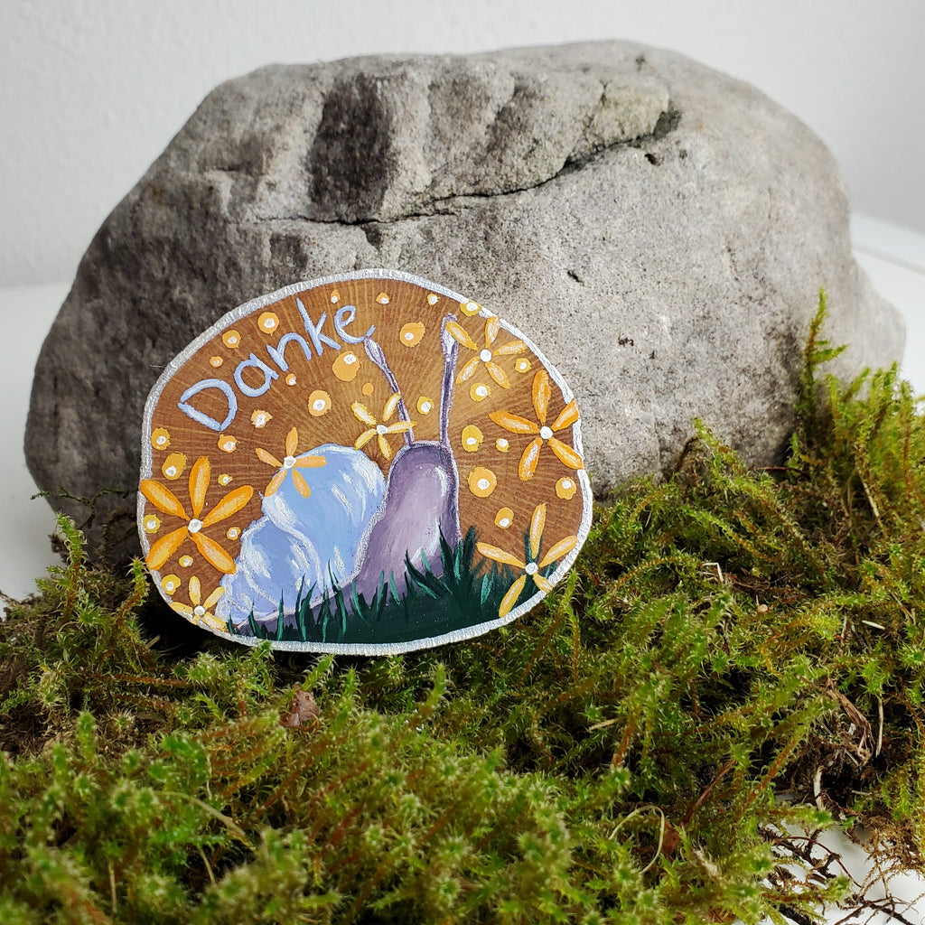 Handbemalte Holzscheibe, Glücksbringer