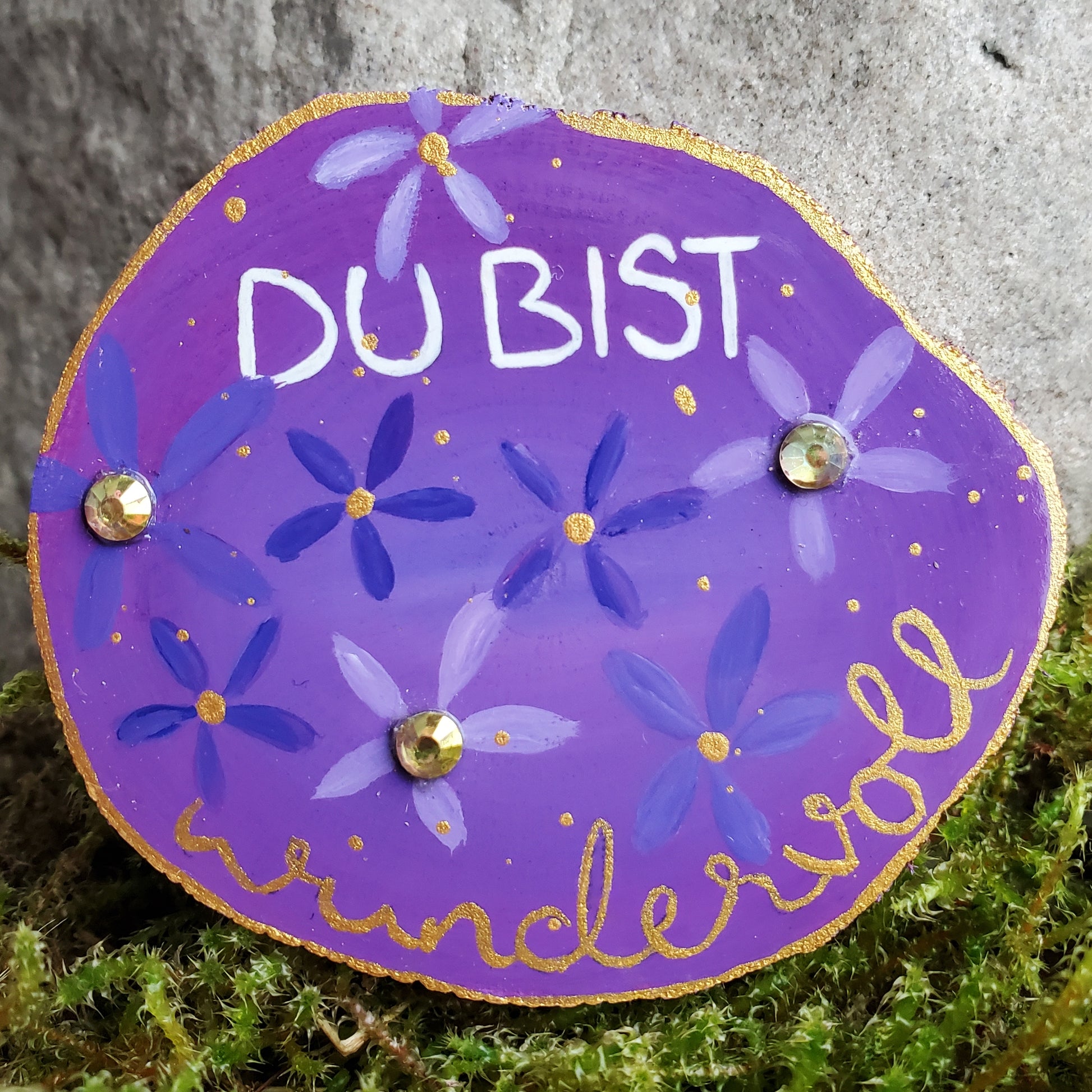 Handbemalte Holzscheibe, Glücksbringer