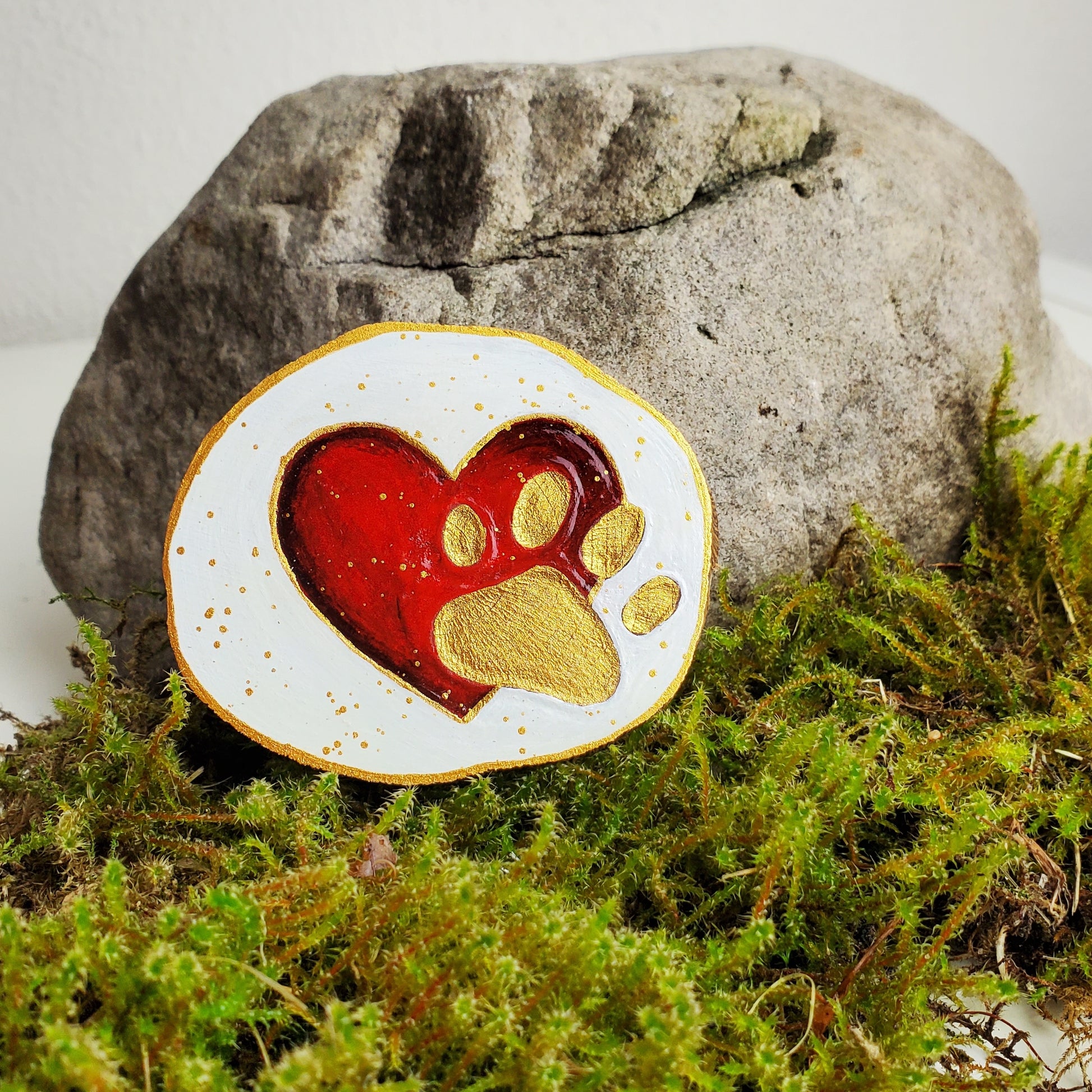 Handbemalte Holzscheibe, Glücksbringer