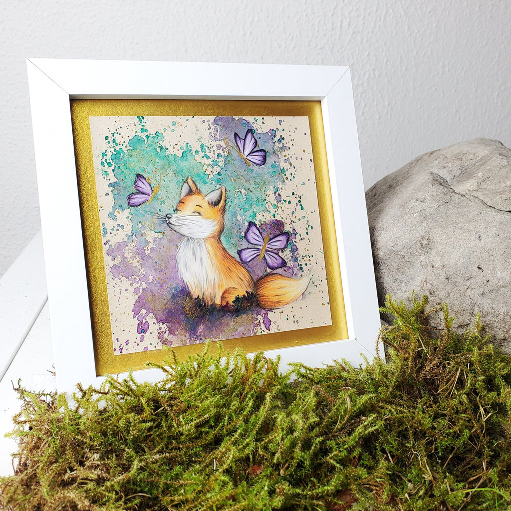 Krafttier Fuchs & Schmetterling –  handgemaltes magisches Tierportrait