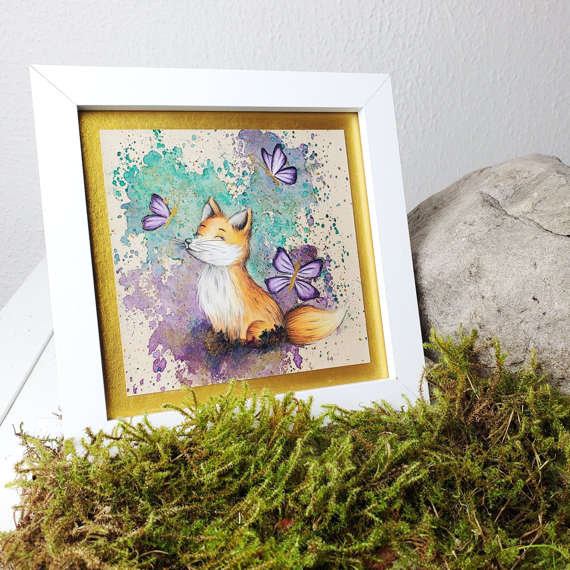 Krafttier Fuchs & Schmetterling –  handgemaltes magisches Tierportrait