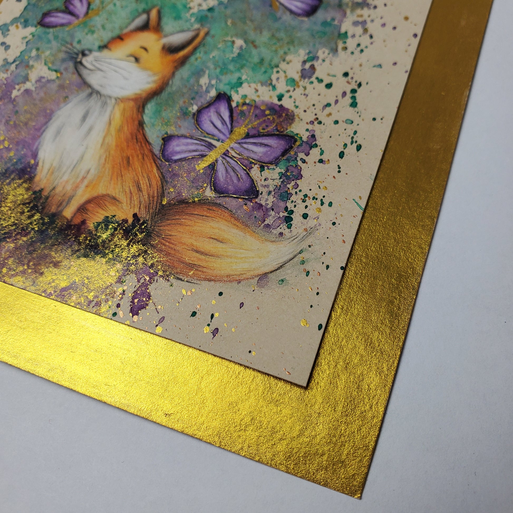 Krafttier Fuchs & Schmetterling –  handgemaltes magisches Tierportrait