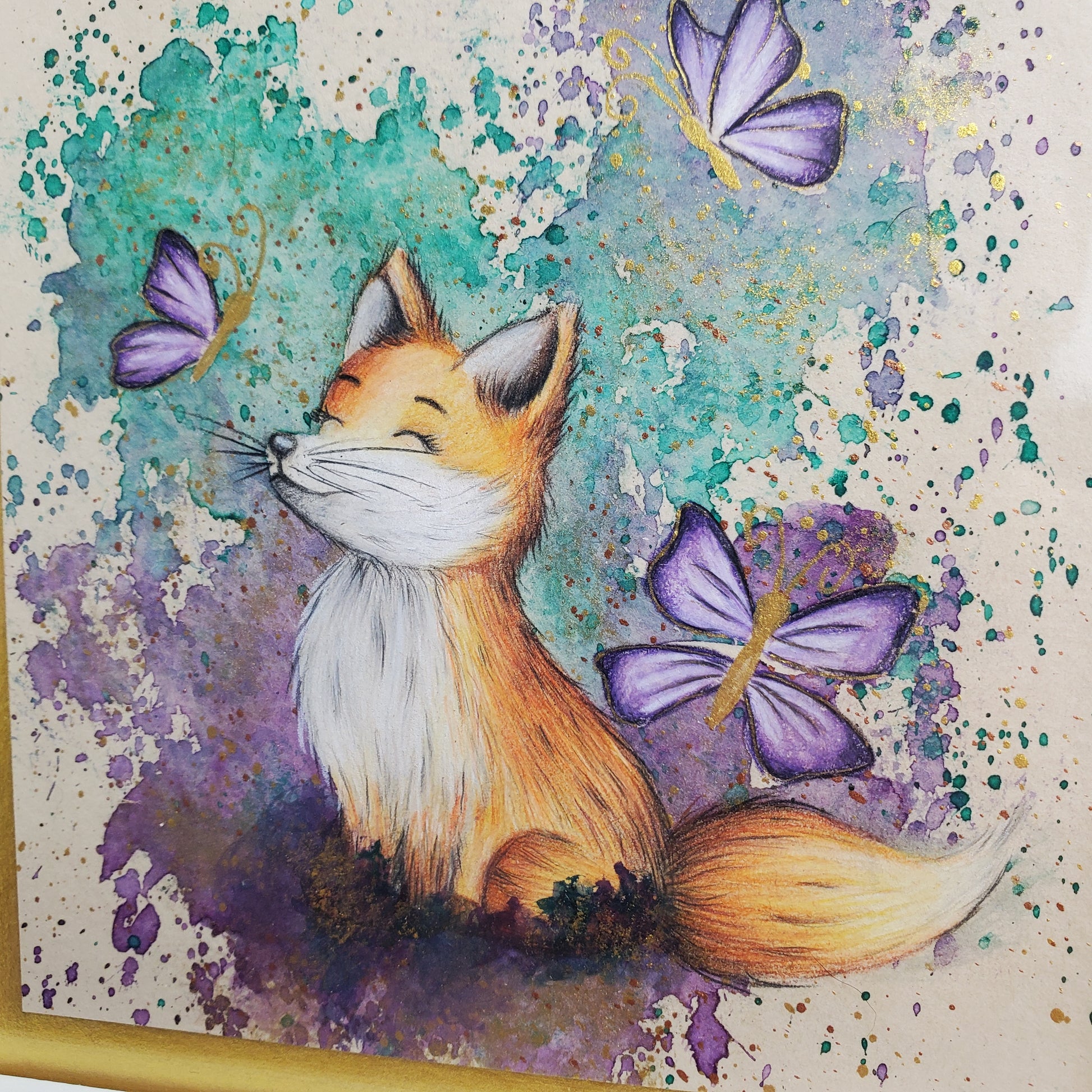 Krafttier Fuchs & Schmetterling –  handgemaltes magisches Tierportrait