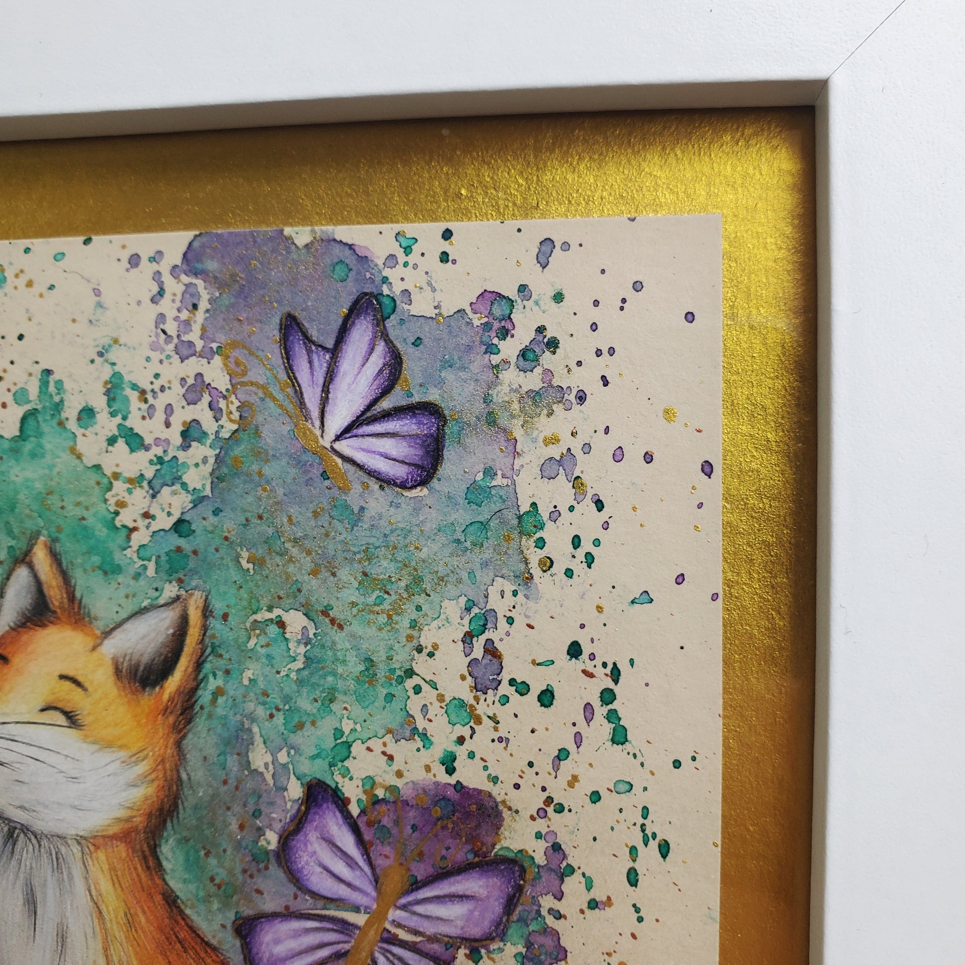Krafttier Fuchs & Schmetterling –  handgemaltes magisches Tierportrait