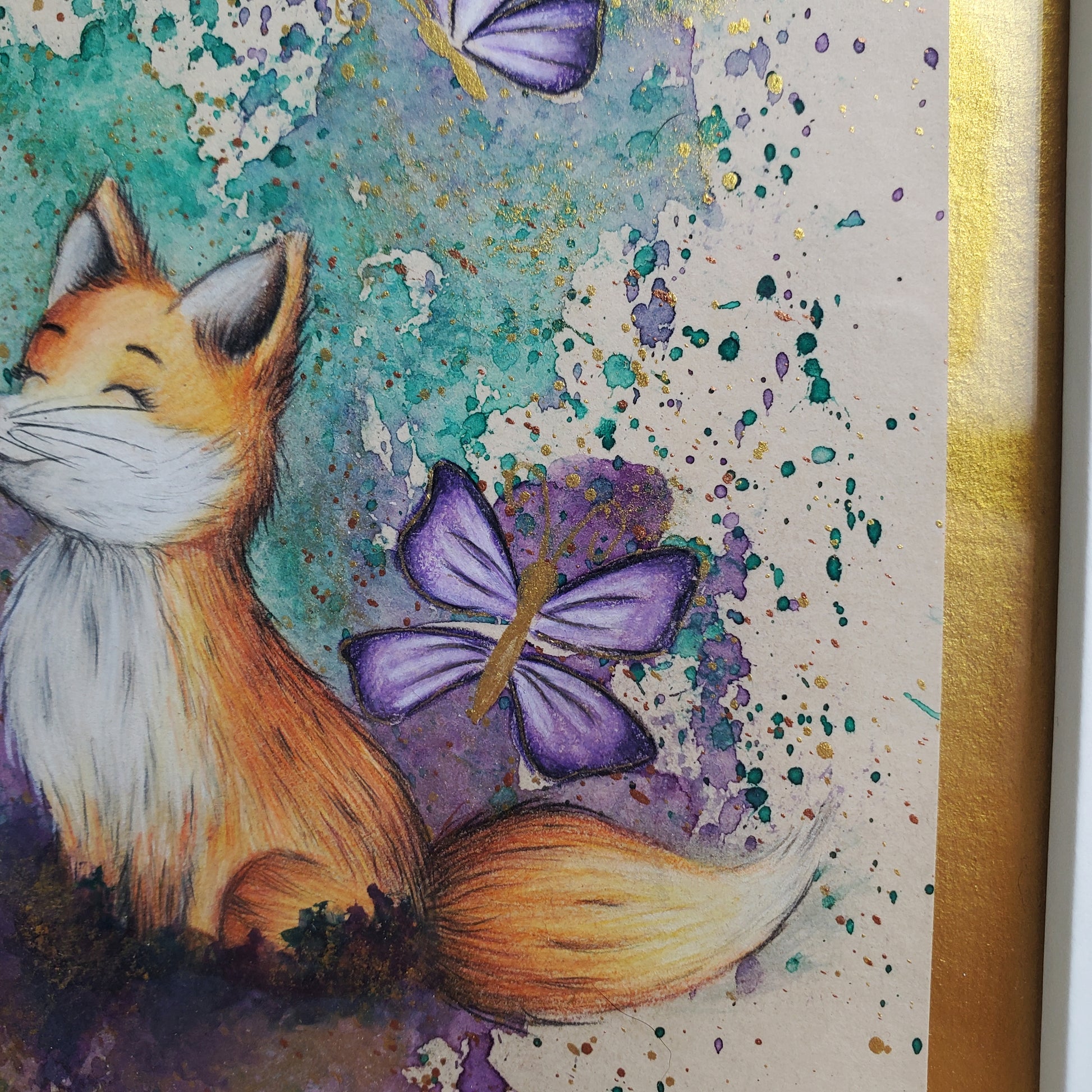 Krafttier Fuchs & Schmetterling –  handgemaltes magisches Tierportrait