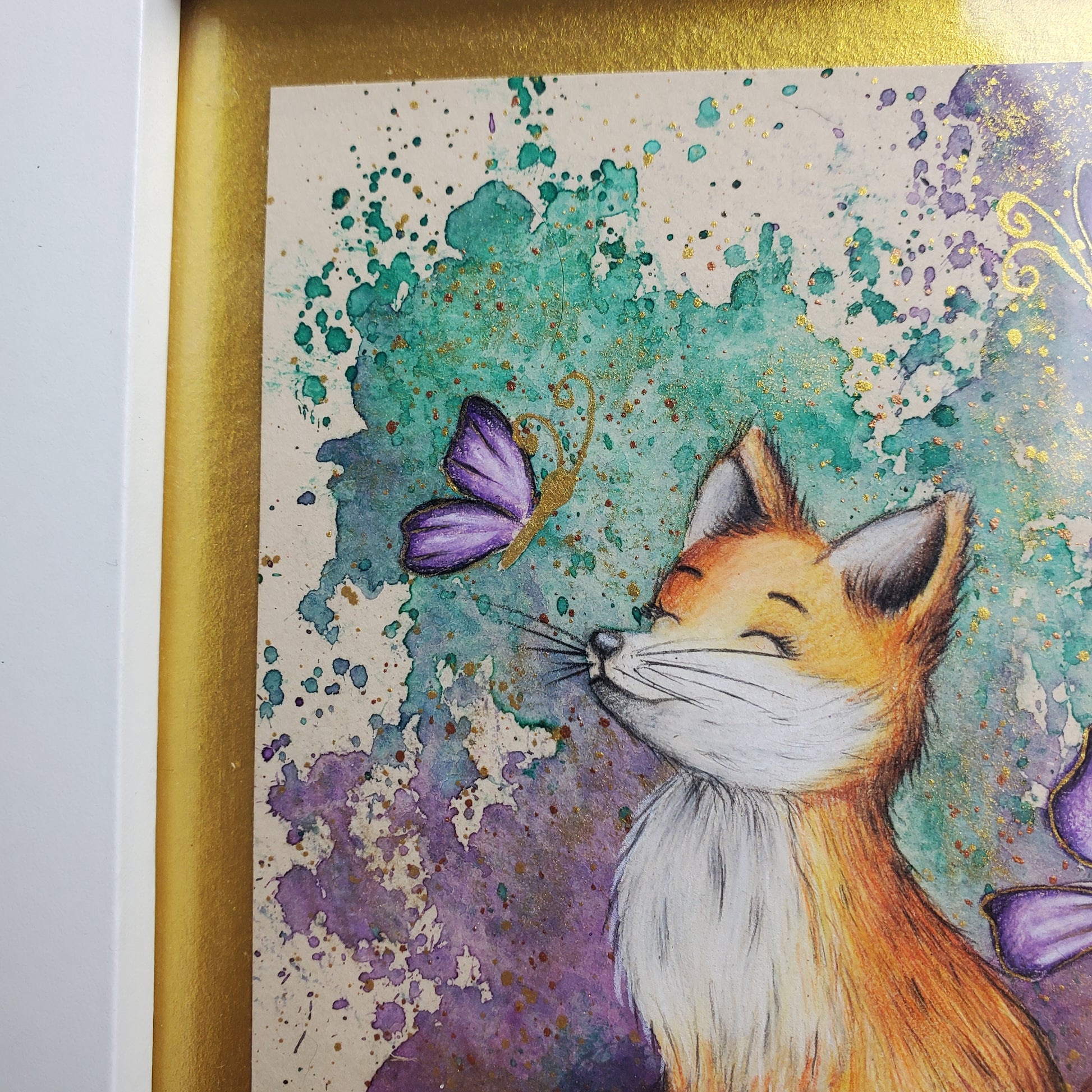 Krafttier Fuchs & Schmetterling –  handgemaltes magisches Tierportrait