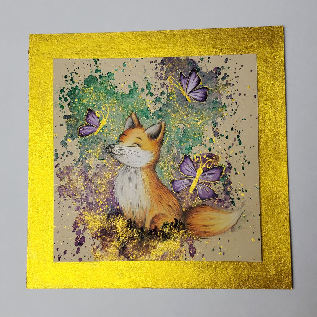 Krafttier Fuchs & Schmetterling –  handgemaltes magisches Tierportrait