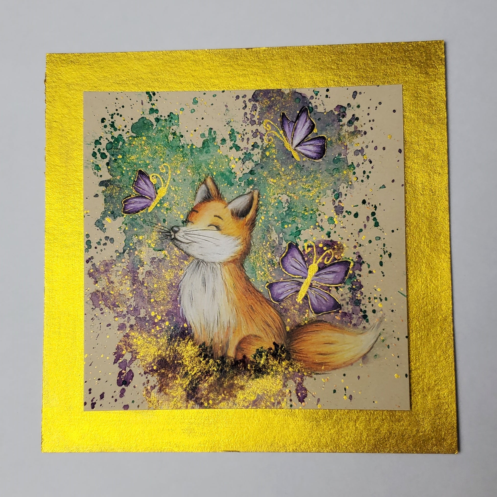 Krafttier Fuchs & Schmetterling –  handgemaltes magisches Tierportrait