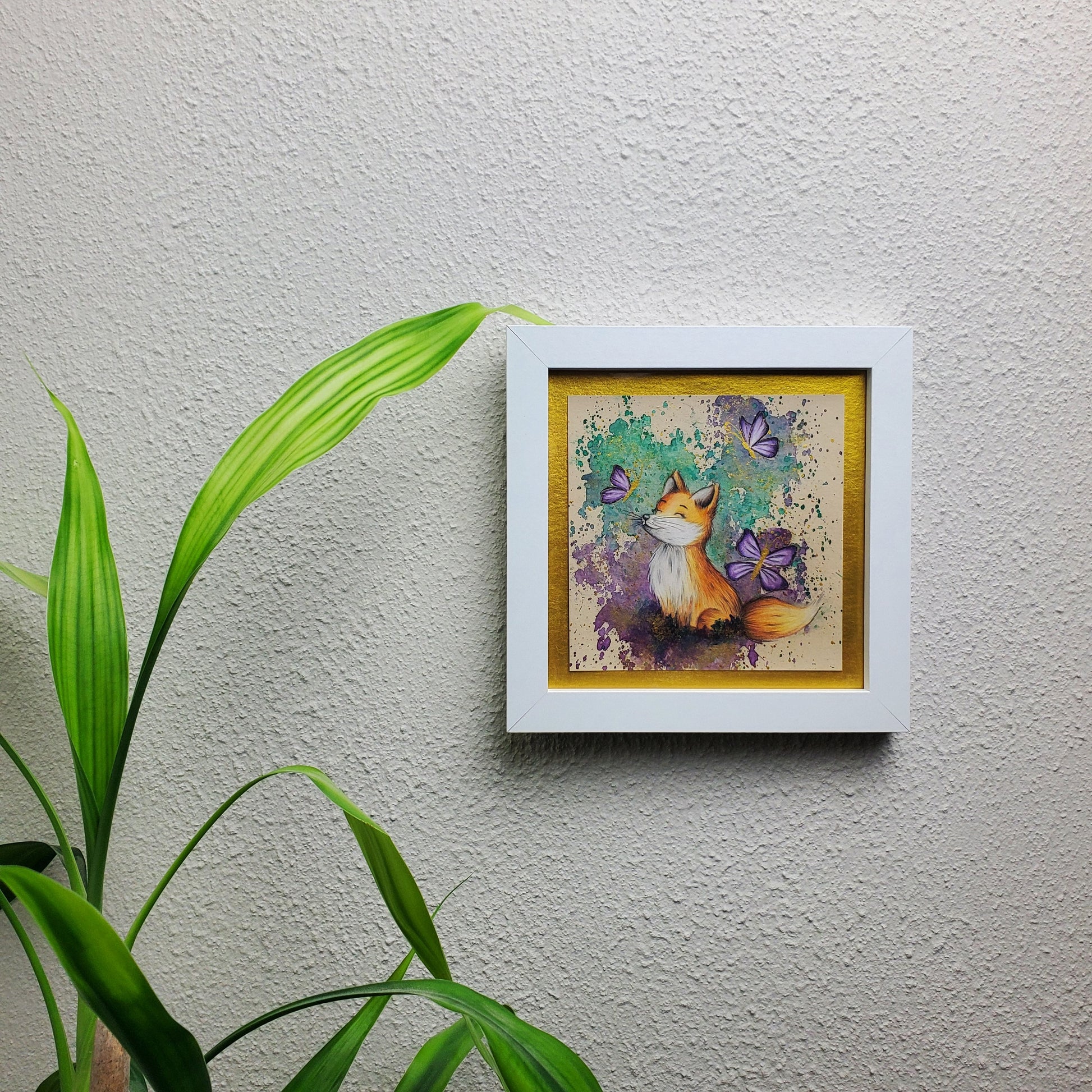 Krafttier Fuchs & Schmetterling –  handgemaltes magisches Tierportrait