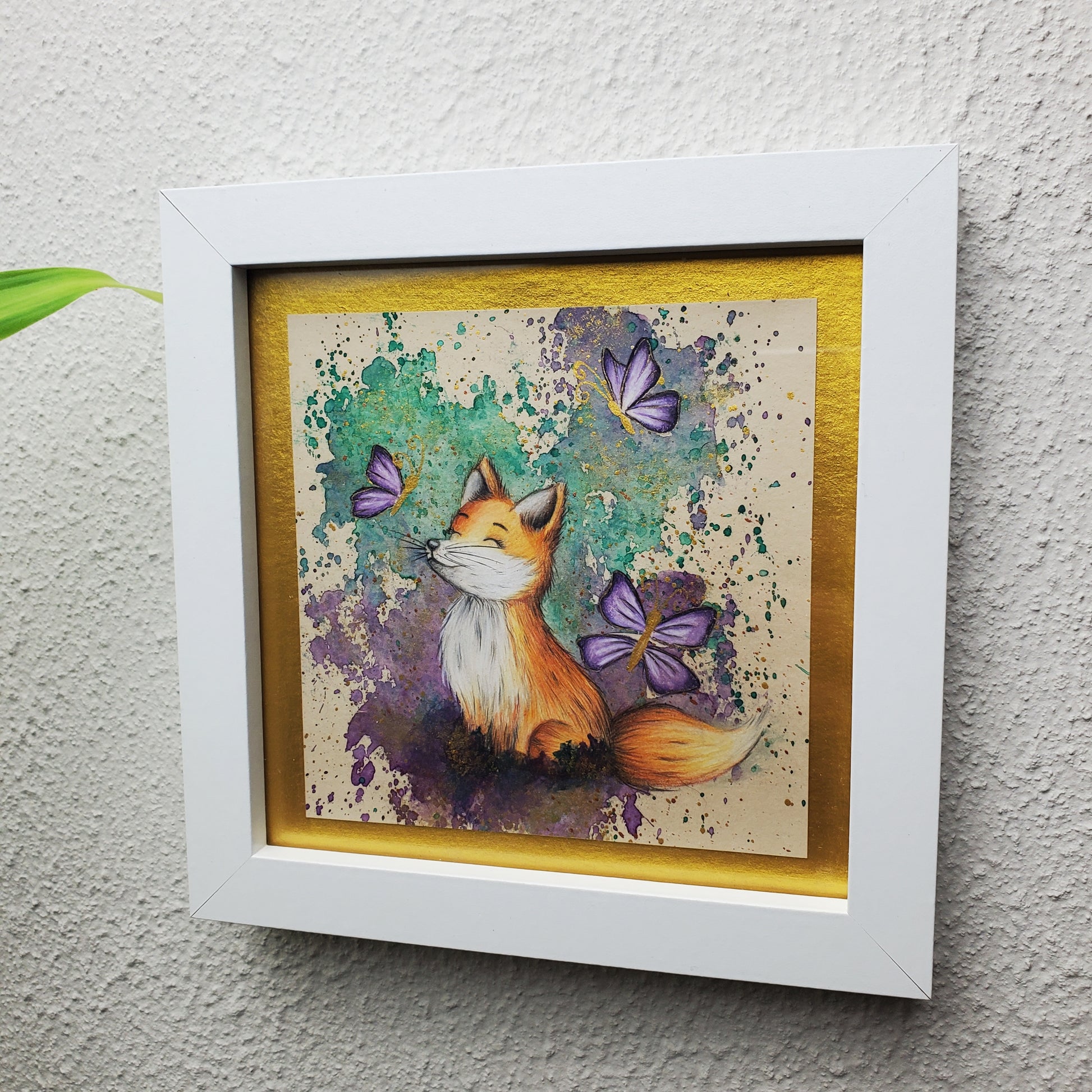 Krafttier Fuchs & Schmetterling –  handgemaltes magisches Tierportrait