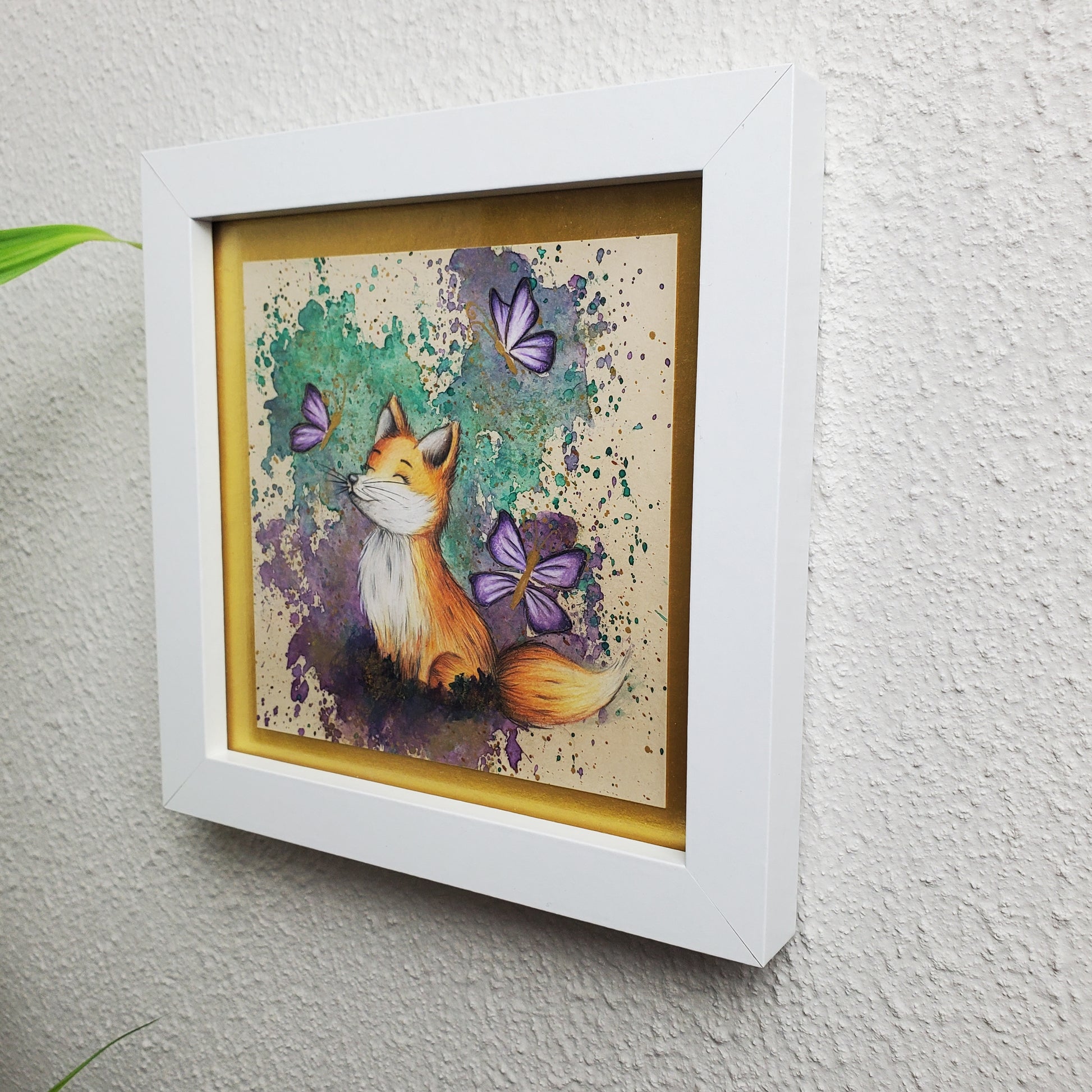 Krafttier Fuchs & Schmetterling –  handgemaltes magisches Tierportrait