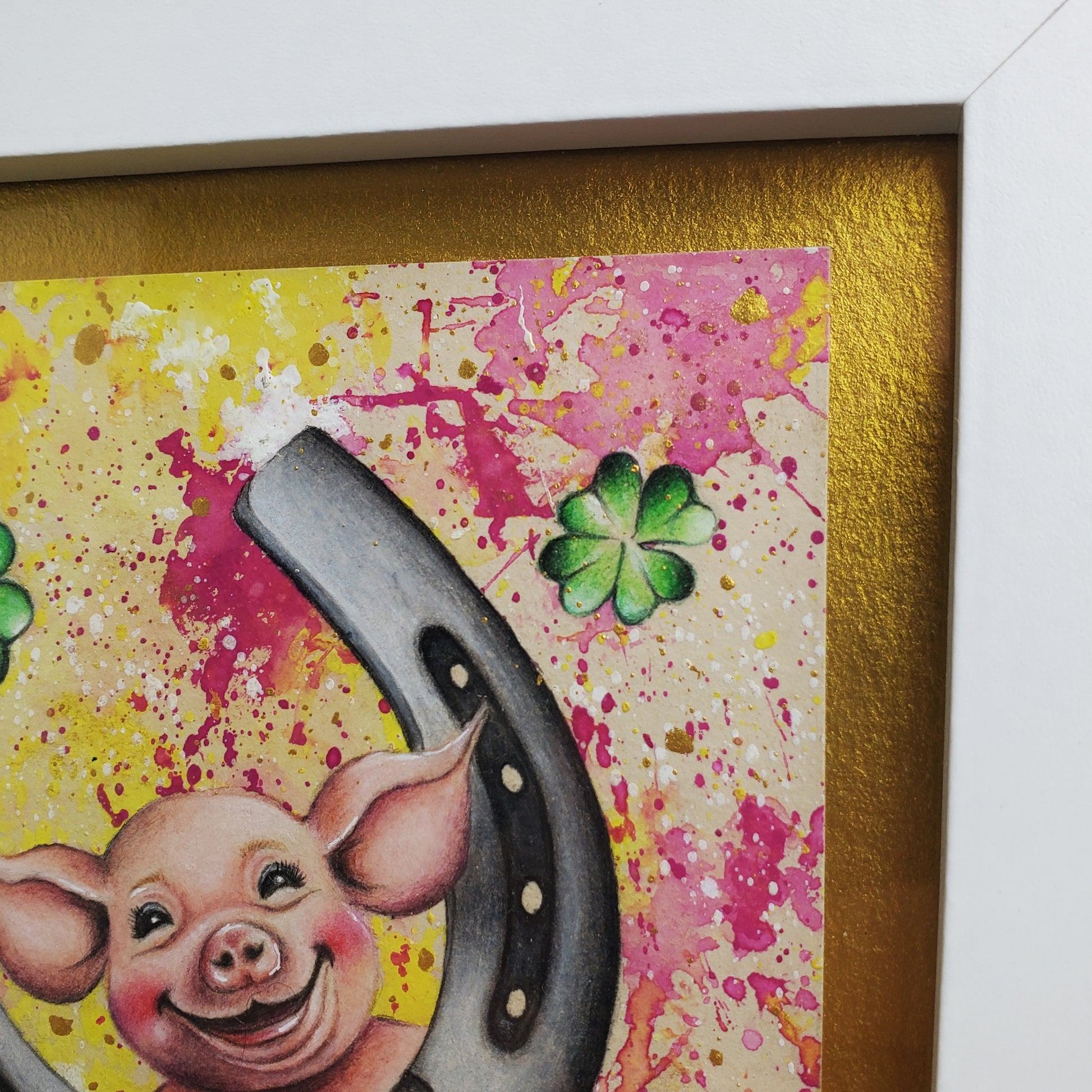 Krafttier Schwein als Glückssymbol –  handgemaltes magisches Tierportrait
