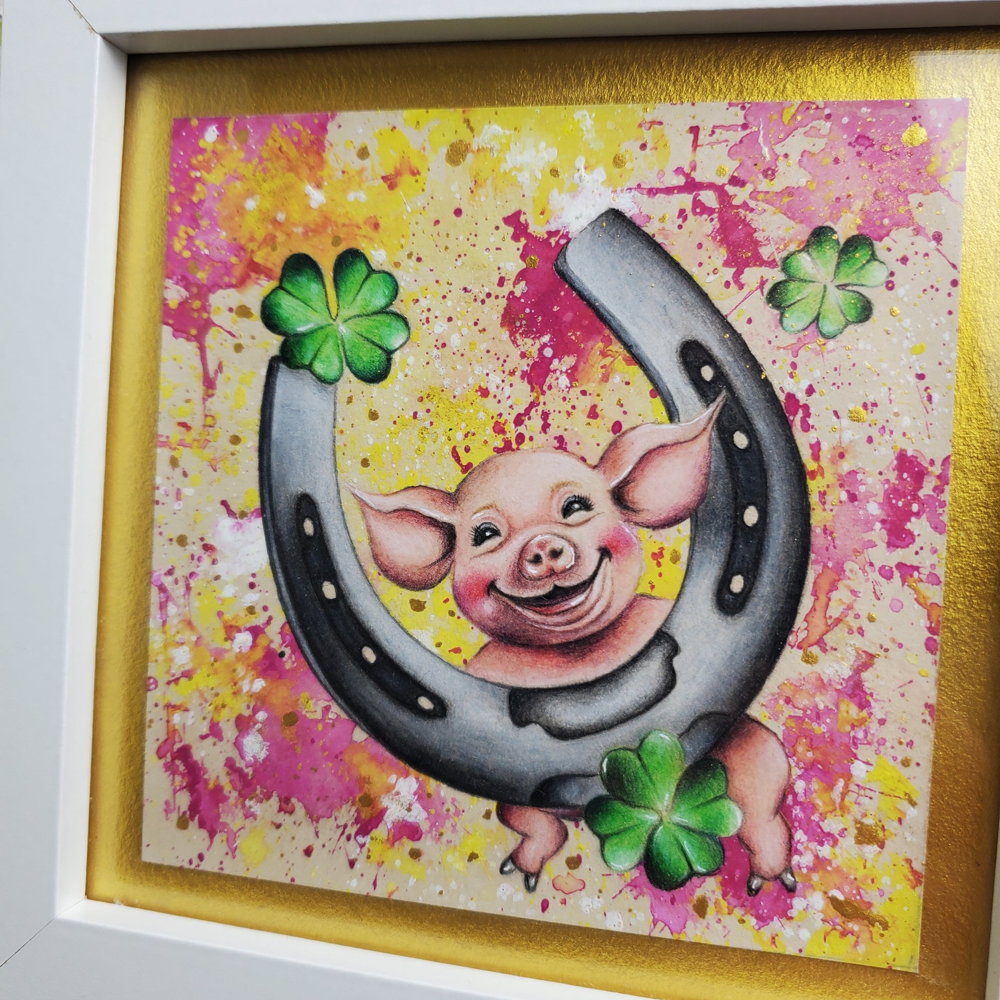 Krafttier Schwein als Glückssymbol –  handgemaltes magisches Tierportrait