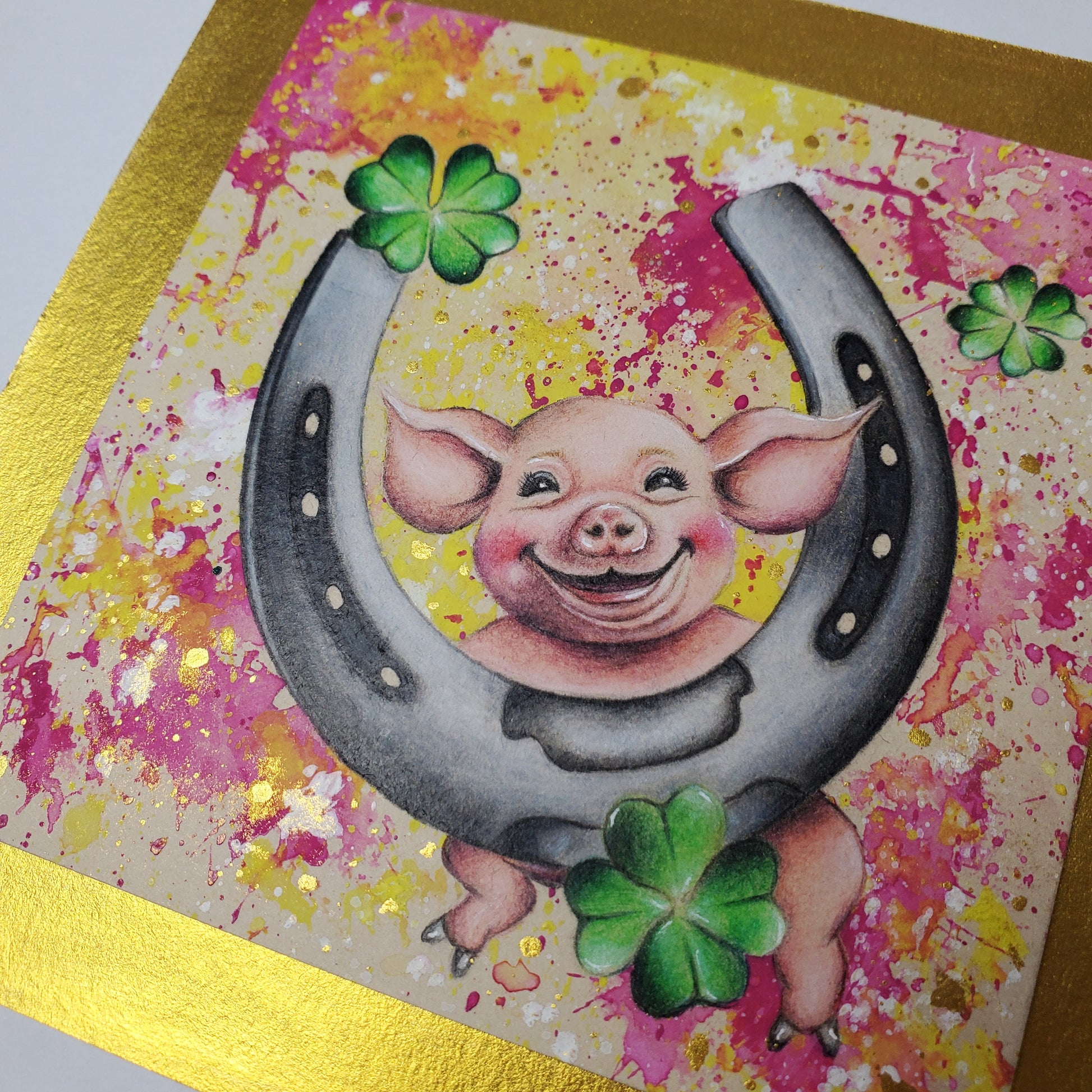Krafttier Schwein als Glückssymbol –  handgemaltes magisches Tierportrait