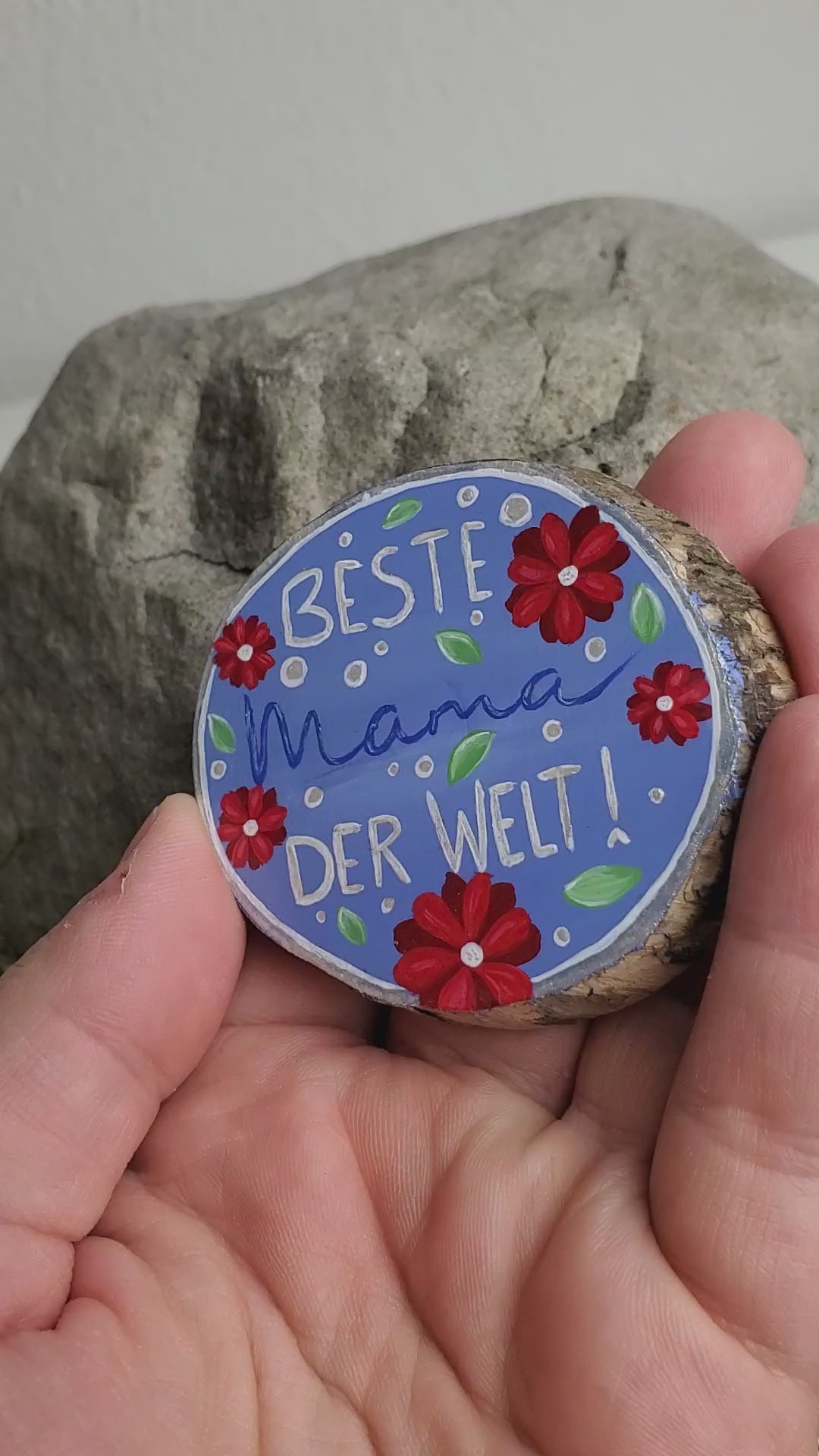 Handbemalte Holzscheibe, Glücksbringer