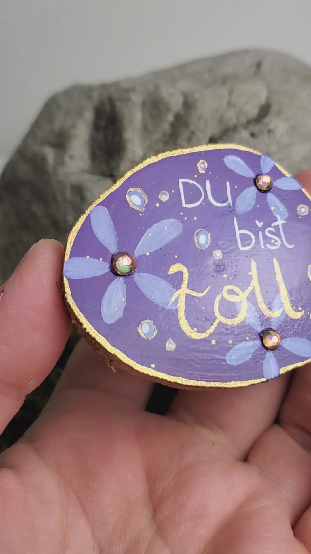 Handbemalte Holzscheibe, Glücksbringer