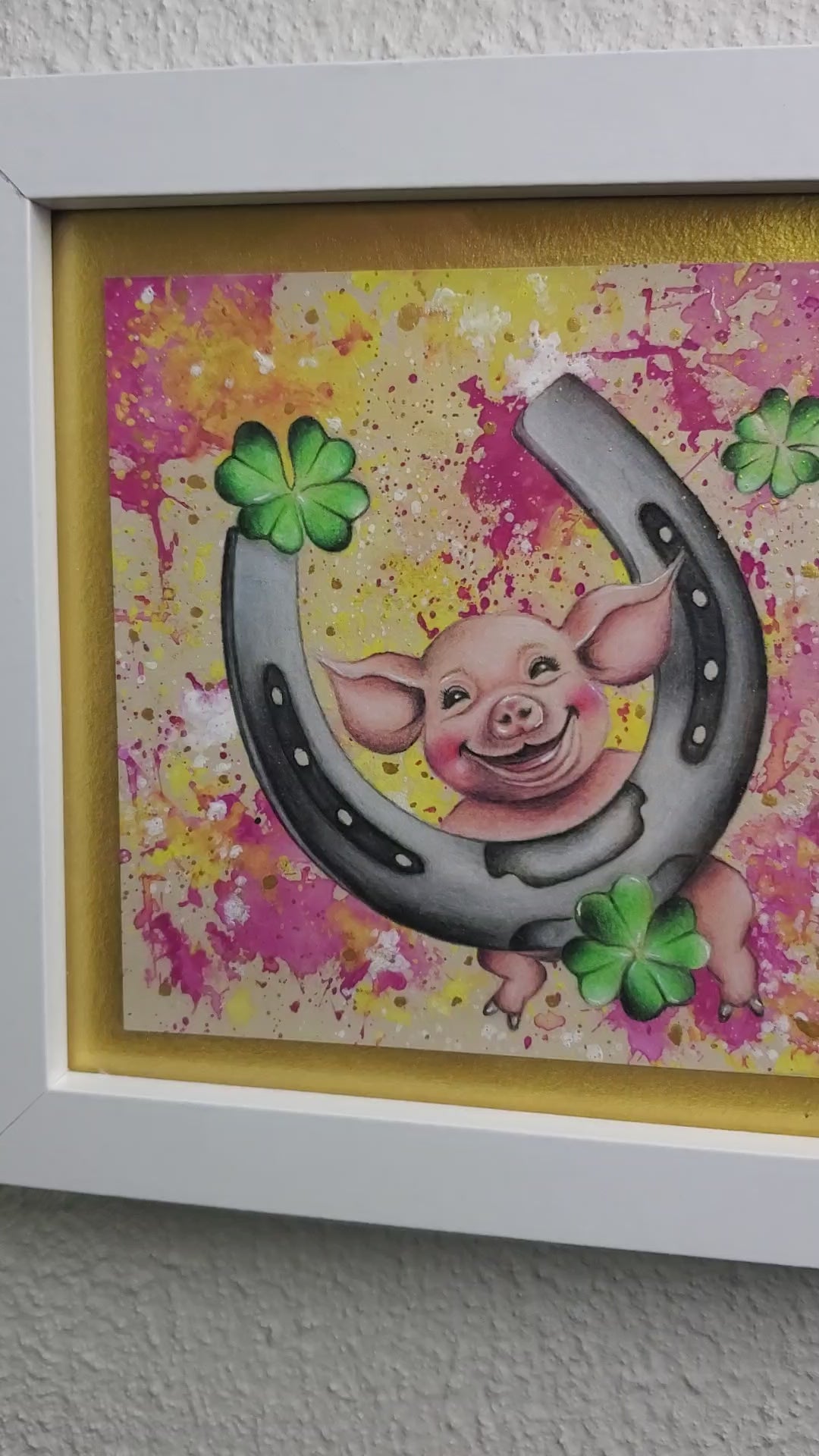 Krafttier Schwein als Glückssymbol –  handgemaltes magisches Tierportrait