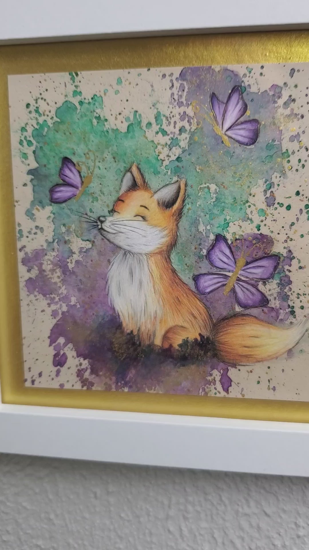 Krafttier Fuchs & Schmetterling –  handgemaltes magisches Tierportrait