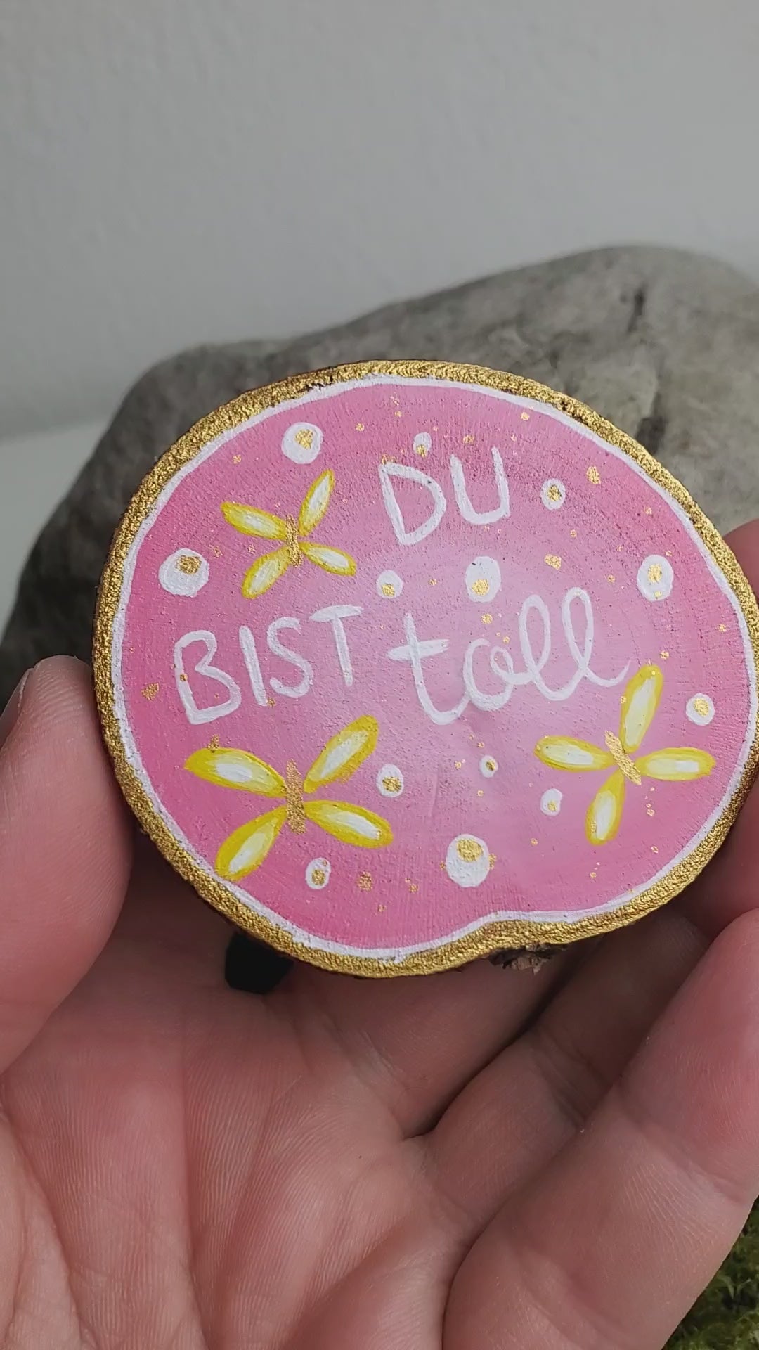 Handbemalte Holzscheibe, Glücksbringer