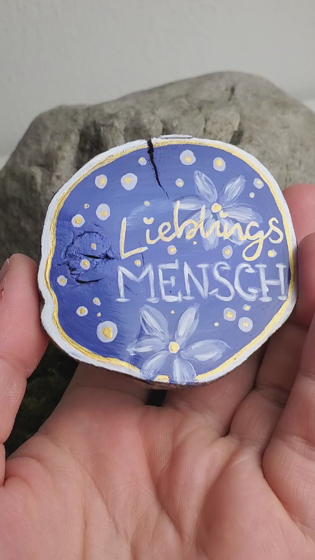Handbemalte Holzscheibe, Glücksbringer