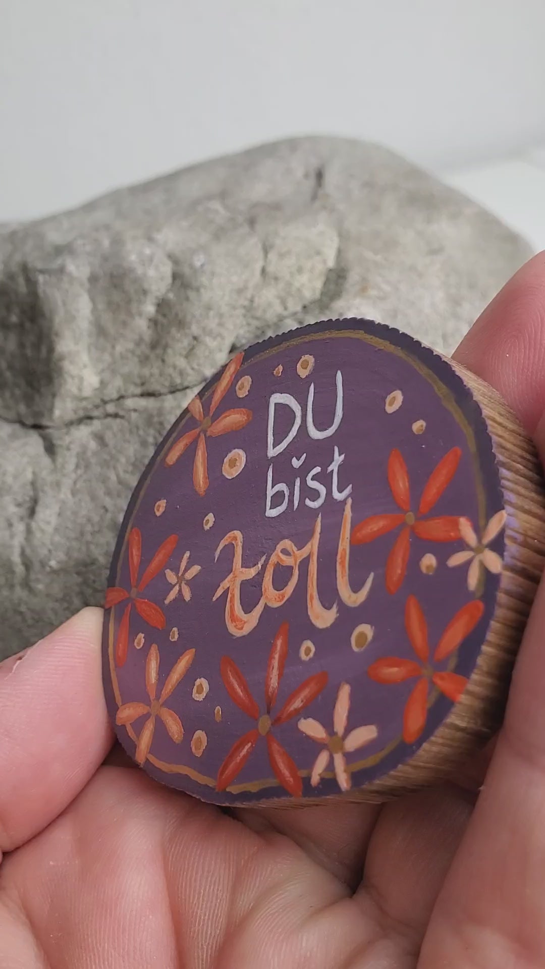 Handbemalte Holzscheibe, Glücksbringer