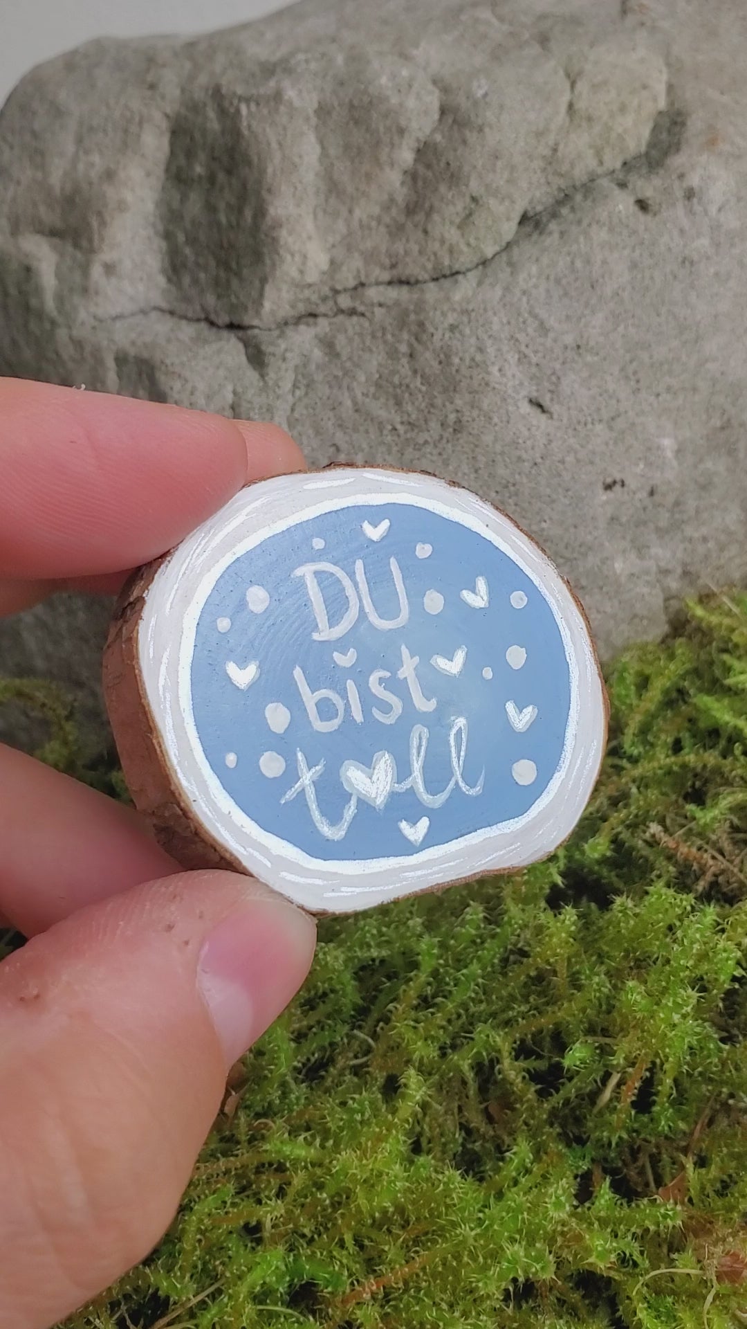 Handbemalte Holzscheibe, Glücksbringer
